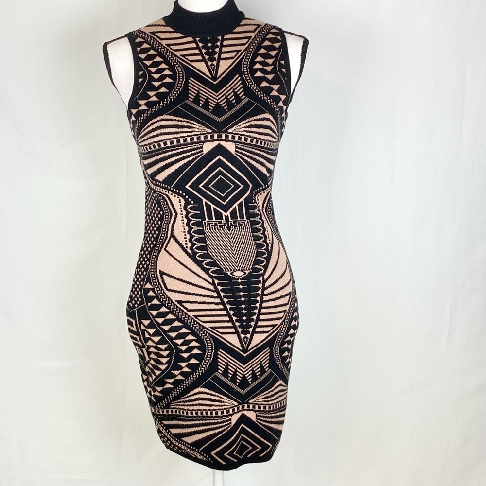 Say What Aztec Print Mock Neckline Sleeveless Dress Size Med